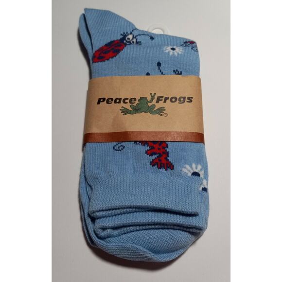 Ladybug Socks Peace Frogs For Shoe Sizes 6-12 and Sock Sizes 10-13 - NEW - Picture 3 of 4